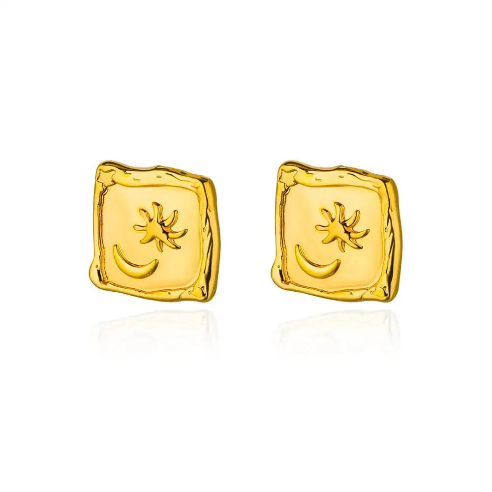 Vintage Edelstahl Sonnenohrringe für Damen Böhmische Sonnenstrahl-Ohrringe Unregelmäßige Fächerförmige Ohrringe Schmuck Partygeschenke
