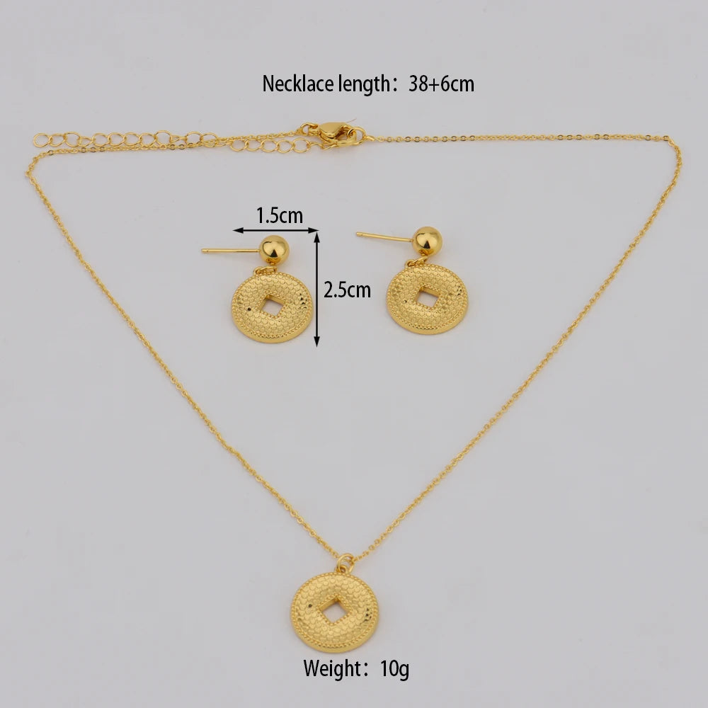 Dubai Goldfarbene Anhänger Halsketten Schmuck für Frauen Kostüm Halsketten Ohrringe Sets Nigerianische Hochzeitsgeschenke