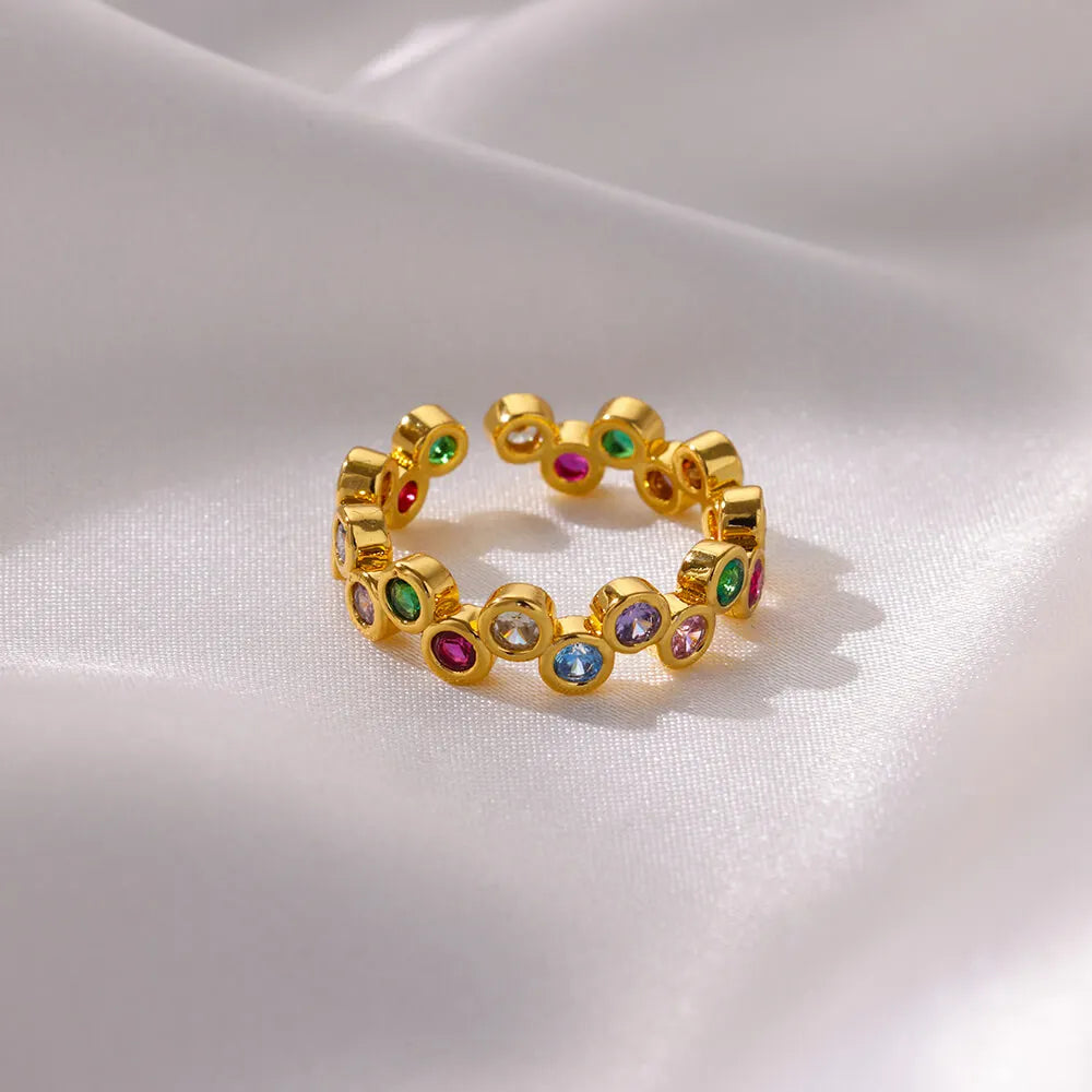 Anillos redondos pequeños y coloridos para mujer, de acero inoxidable, color dorado, ajustables, anillo de boda, joyería estética de lujo, regalo para pareja