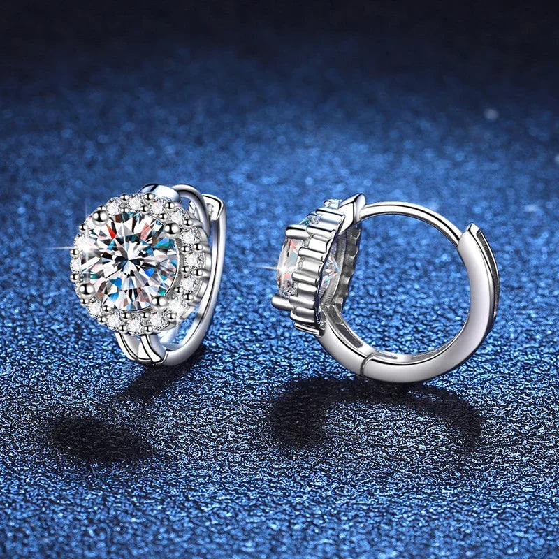 NeeTim 1ct 6.5mm Moissanit-Ohrringe für Frauen, S925 Sterlingsilber mit 18k vergoldeten Diamant-Ohrsteckern, Hochzeitsparty-Schmuck