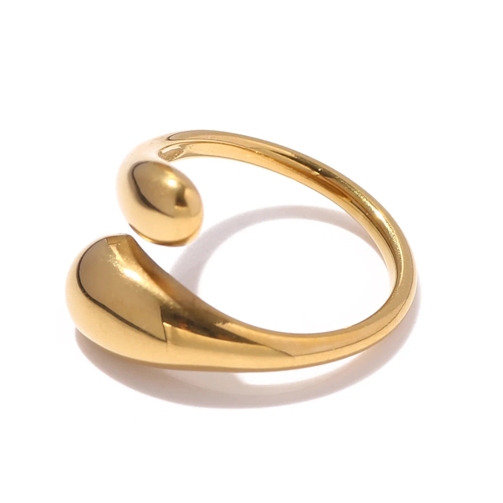 Anillo de doble abertura SUNIBI para mujer, diseño de pluma brillante dorada, anillo de acero inoxidable 316, joyería de moda para mujer al por mayor