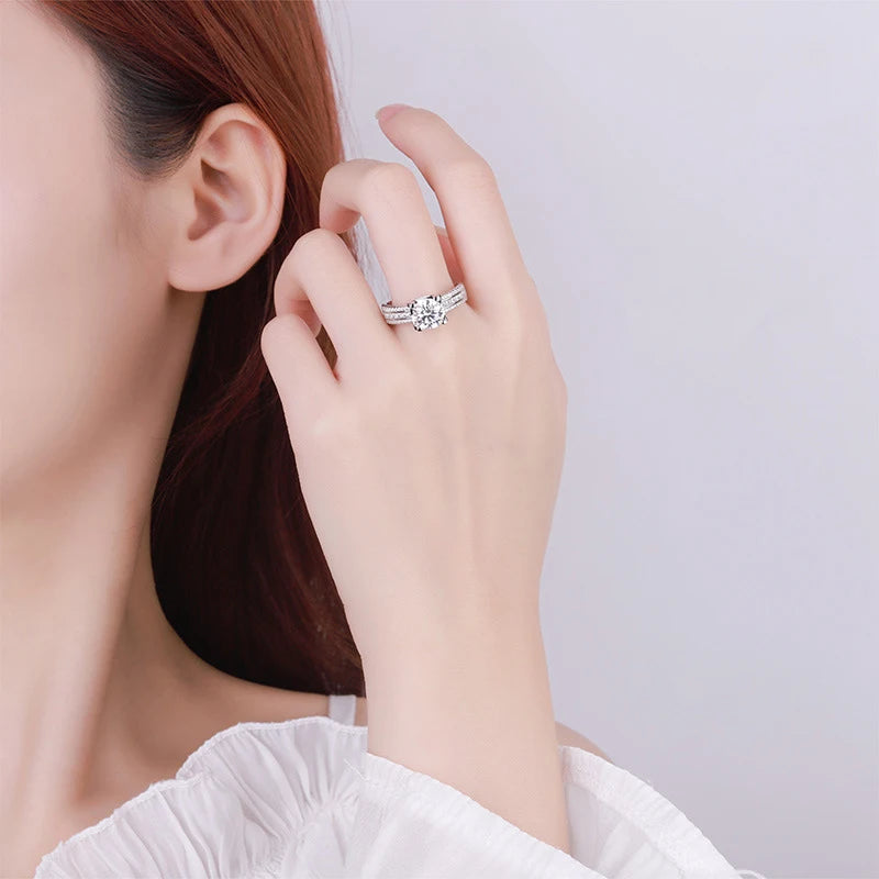Anillo de boda NeeTim de moissanita de 2, 3 o 5 quilates D VVS1 para mujer, banda de plata de ley 925, bandas de diamante de laboratorio, anillos de compromiso