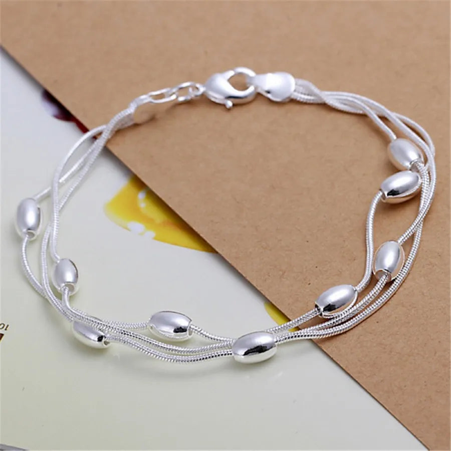 925 Sterling Silber exquisites massives Kettenarmband Mode Charms Frauen Männer massiv Hochzeit süße schlichte Modelle Schmuck