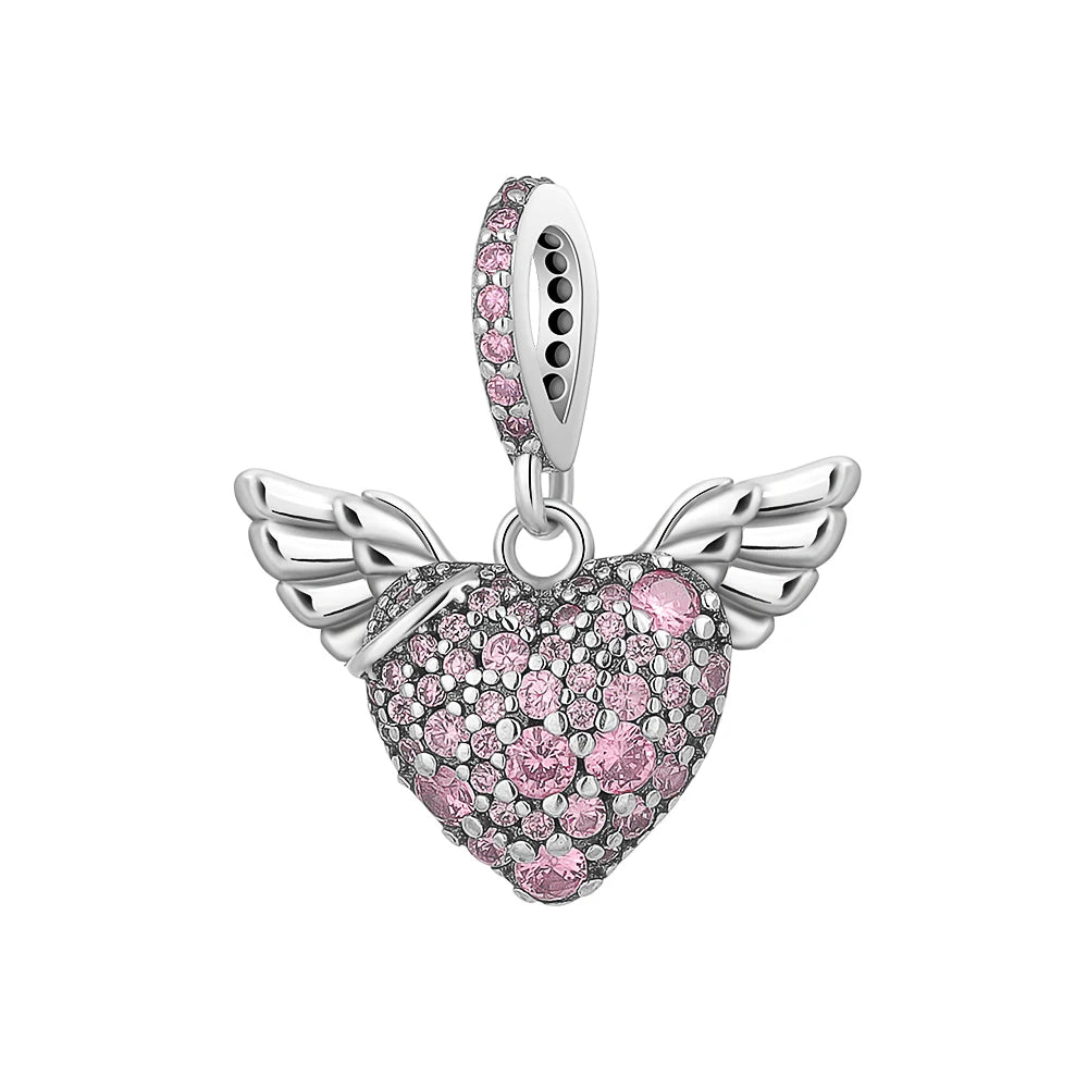 2026 Frühlings-Pink-Serie Ballon Schmetterling Blumen-Anhänger passend für S925 Europäische 925 Sterling Silber Armband Armreifen Halskette