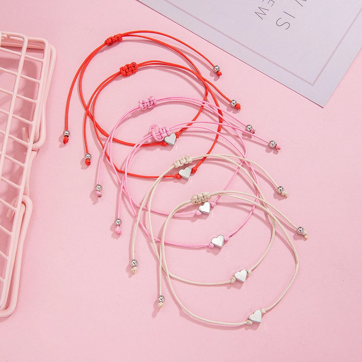 2 PCS Vintage Card Set Simple and Fashionable Popular Copper Love Adjustable Friendship Bracelet Valentine's Day Jewelry