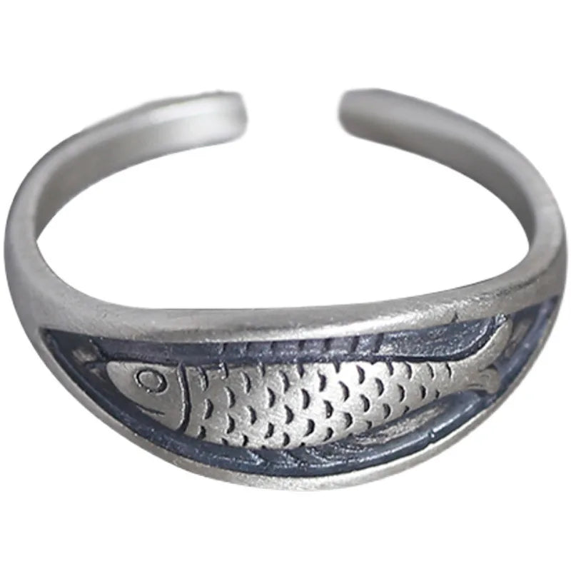Neu in 925 Sterling Silber Fisch Verstellbare Ringe für Damen Verlobung Damen Ringe Schmuck Geschenke Damenschmuck Argent 925