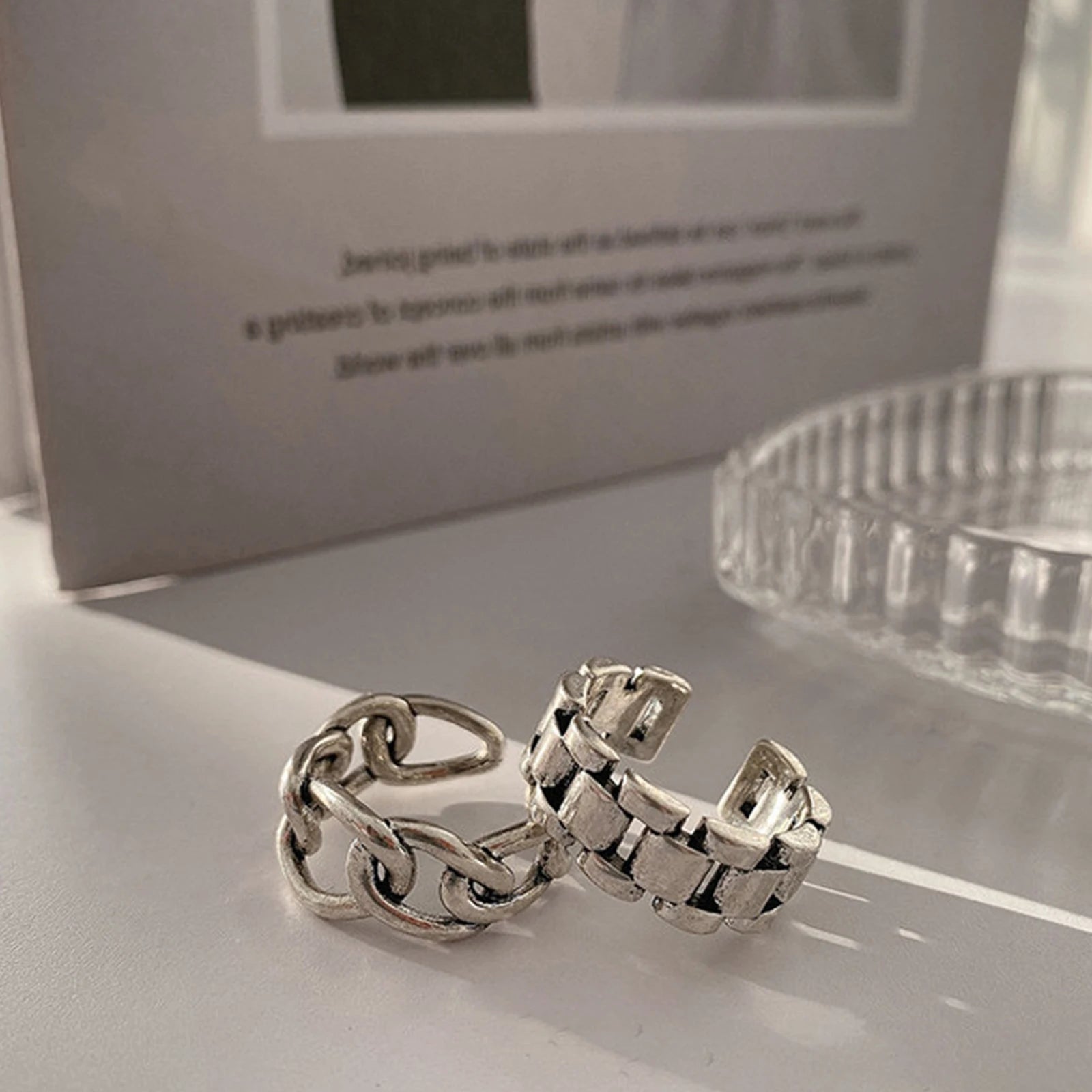 925 Sterling Silber Fingerringe Neue Mode Kreative Kreuz Hohlkette Geometrischer Party Schmuck Geschenke