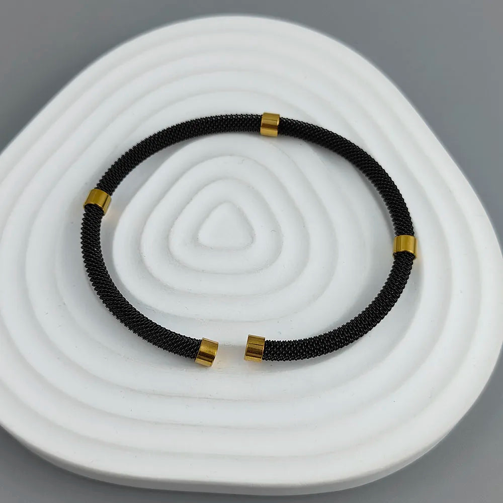Neues Armband aus Edelstahlgewebe, vergoldet 18K, hochwertiges wasserdichtes Pärchen-Armband, Geschenk für die Ehefrau