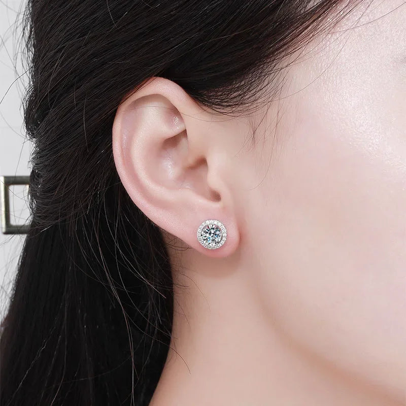 NeeTim Moissanite Ohrstecker für Damen, S925 Sterling Silber Weißgold beschichtet, Diamant-Ohrringe, Ohrstecker, Hochzeitsschmuck
