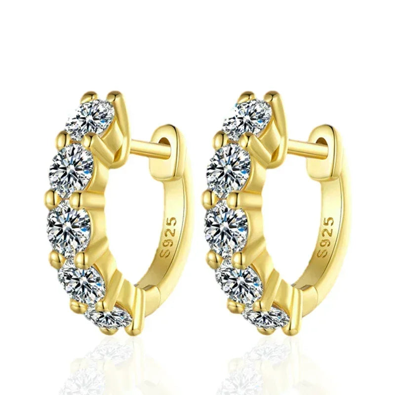 NeeTim 3mm D Color Moissanit Ohrringe 925 Sterling Silber Plattiert Weißgold Creolen für Frauen Hochzeit Party Edler Schmuck