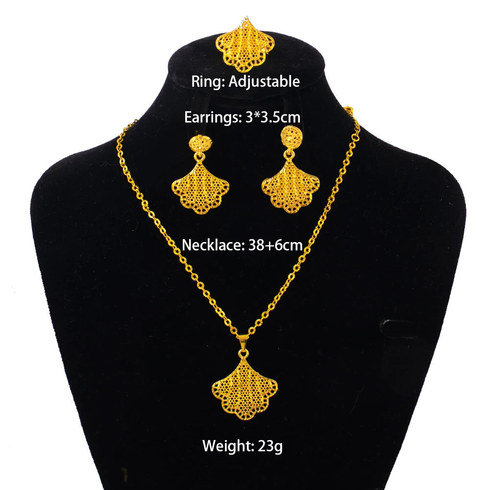 Modeschmuck-Set aus Gold, Edelstahl-Ohrringe und Halsketten für Damen, einfaches Persönlichkeitsgeschenk, Hochzeitsfeier-Accessoires