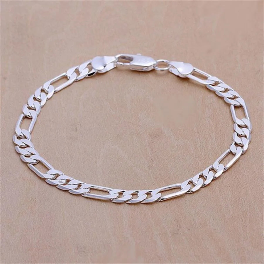925 Sterling Silber exquisites massives Kettenarmband Mode Charms Frauen Männer massiv Hochzeit süße schlichte Modelle Schmuck