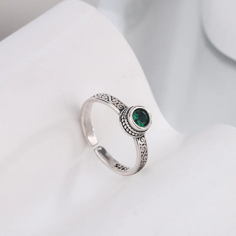 925er Sterlingsilber Grüne Zirkonringe für Damen Hochzeit Verlobung Weiblich Vintage Luxus Schmuck Accessoires