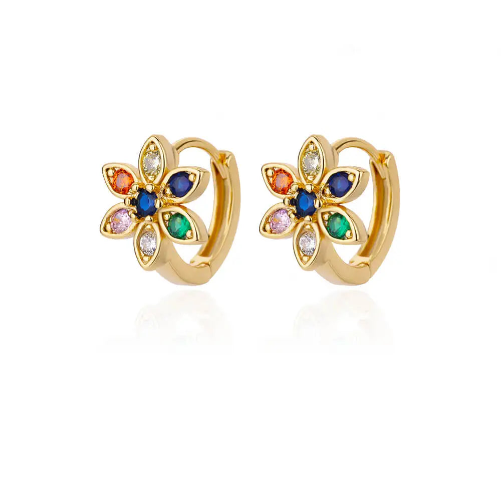 Regenbogen Zirkon Ohrringe für Damen Edelstahl Creolen 2024 Neu Trend Luxus Ästhetik Accessoires Schmuck Aretes Mujer