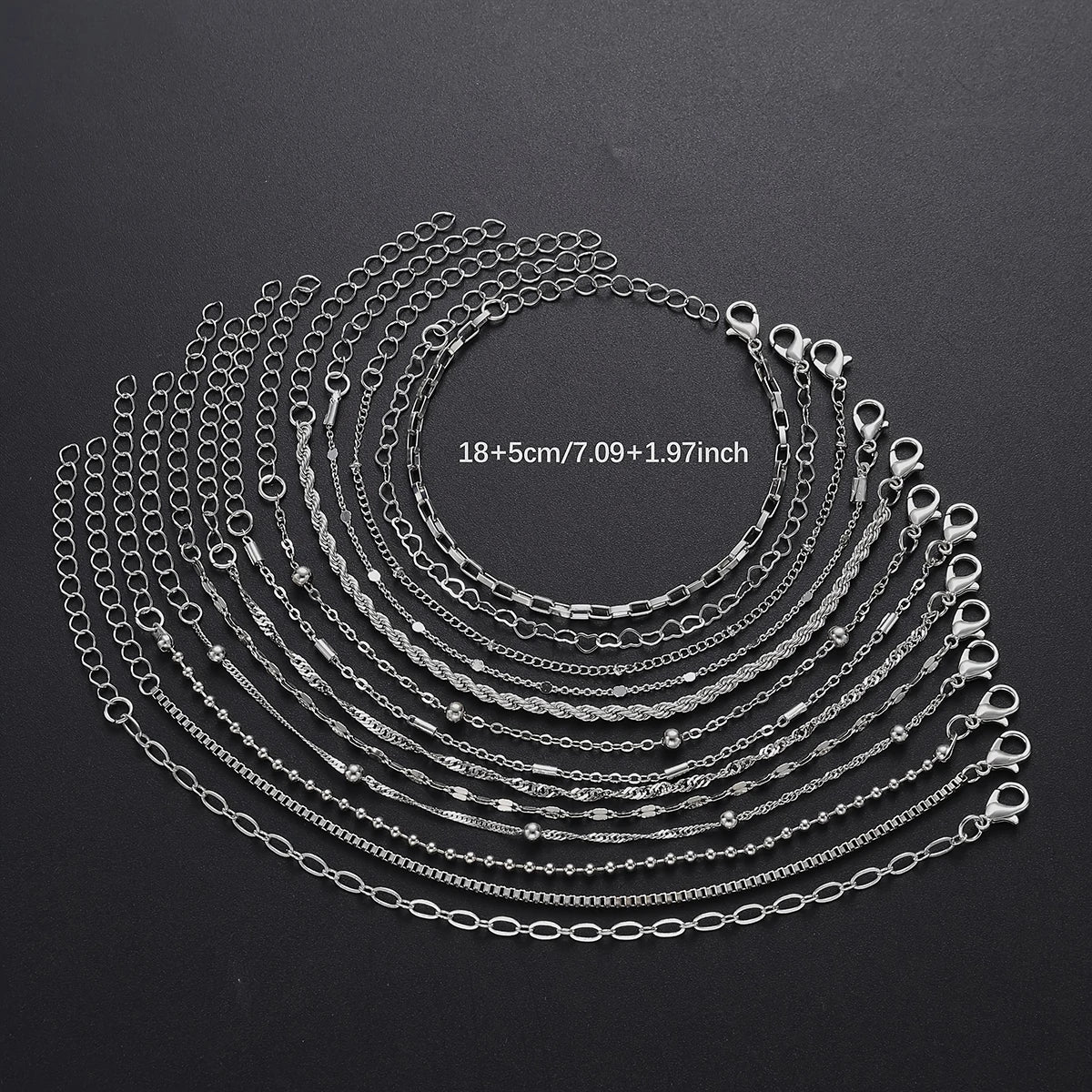 13-teiliges Edelstahl-Armband-Set für Damen, Silber Gold Farbe Multi-Style-Kombinationskette, Wasserdichter exquisiter Schmuck Geschenk