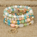 4er-Set Baum des Lebens Charm Armband für Damen, handgemacht, Acrylperlen, Kettenarmreif, weiblicher Boho Schmuck Accessoires