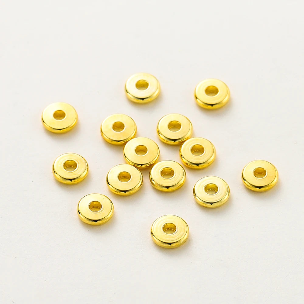10-50 Stück 14K/18K Vergoldetes Messing 3-12mm Runde Spacer Perlen Flache Armbandperlen für DIY Schmuckherstellung Zubehör