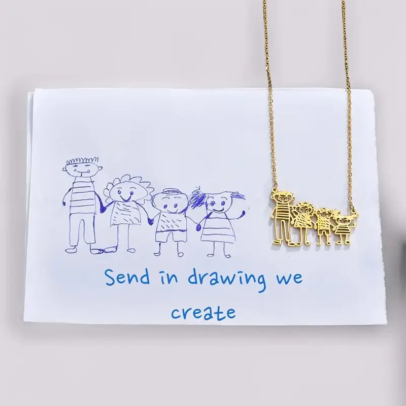 Custom Logo Picture Pendant Necklace For Women Girl Stainless Steel Birthday Gift Children's Drawing Photo Personalized Jewelry