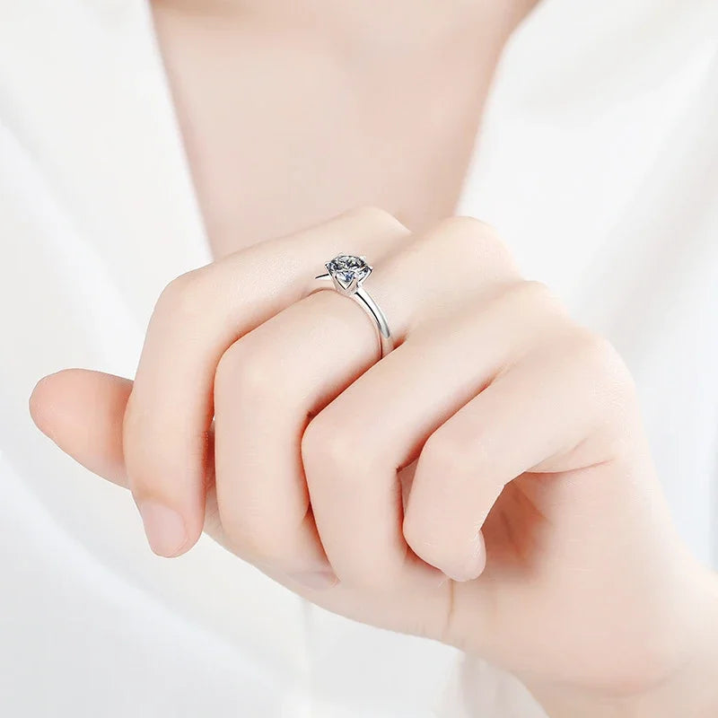 NeeTim 1 Karat D-Farbe Moissanit Diamant Ehering für Frauen 925er Sterling Silber Fingerband Edler Schmuck mit Zertifikat