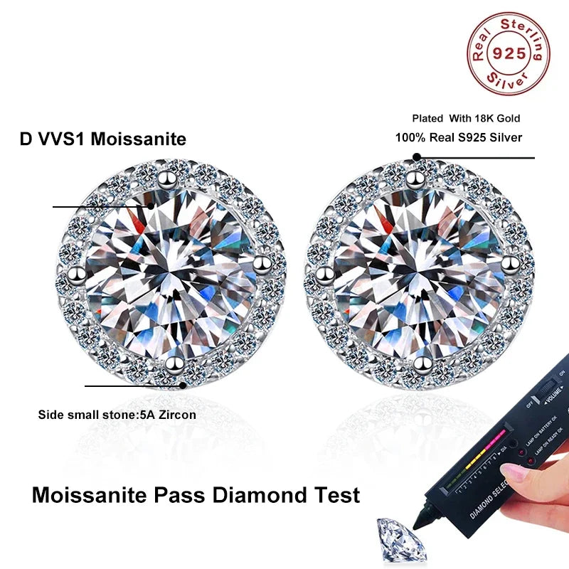NeeTim Moissanite Ohrstecker für Damen, S925 Sterling Silber Weißgold beschichtet, Diamant-Ohrringe, Ohrstecker, Hochzeitsschmuck
