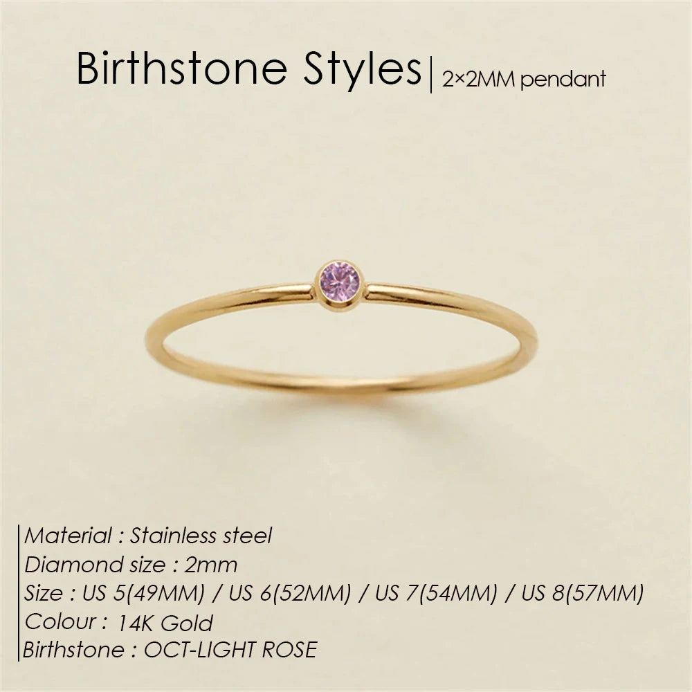 eManco Edelstahl Geburtssteinring Goldfarben Schlichter Modestil Für Damen Festival Party Geschenk