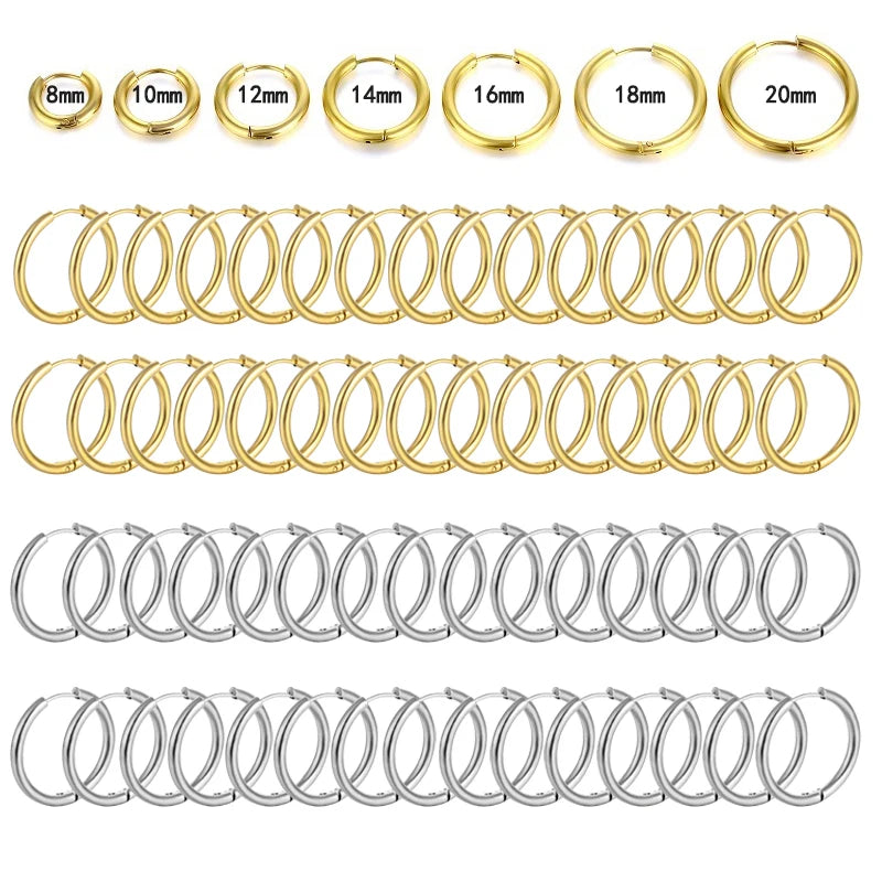 10/20 Stücke Minimalistische 316L Edelstahl Kleine Creolen Für Frauen Männer Klassische Runde Ohrringe Mode Ohrpiercing Schmuck