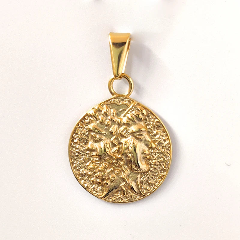 Collar con colgante de doble cara con cabeza de Jano de Zeus y Hera hecha a mano, chapado en oro de 18 quilates, mitología griega, regalo de joyería