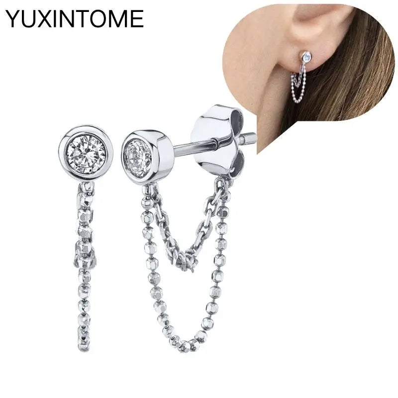 925 Sterling Silber Ohrnadel Mode Creolen Weiße Kristall Luxus Damen Silberohrringe Hochzeit Damenschmuck Geschenk