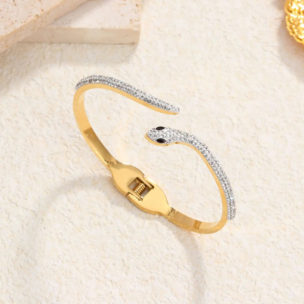 Klassisches Edelstahl-Zirkon-Emaille-Damenarmband, hochwertiges wasserdichtes Metallarmband, Hochzeitspartyschmuck