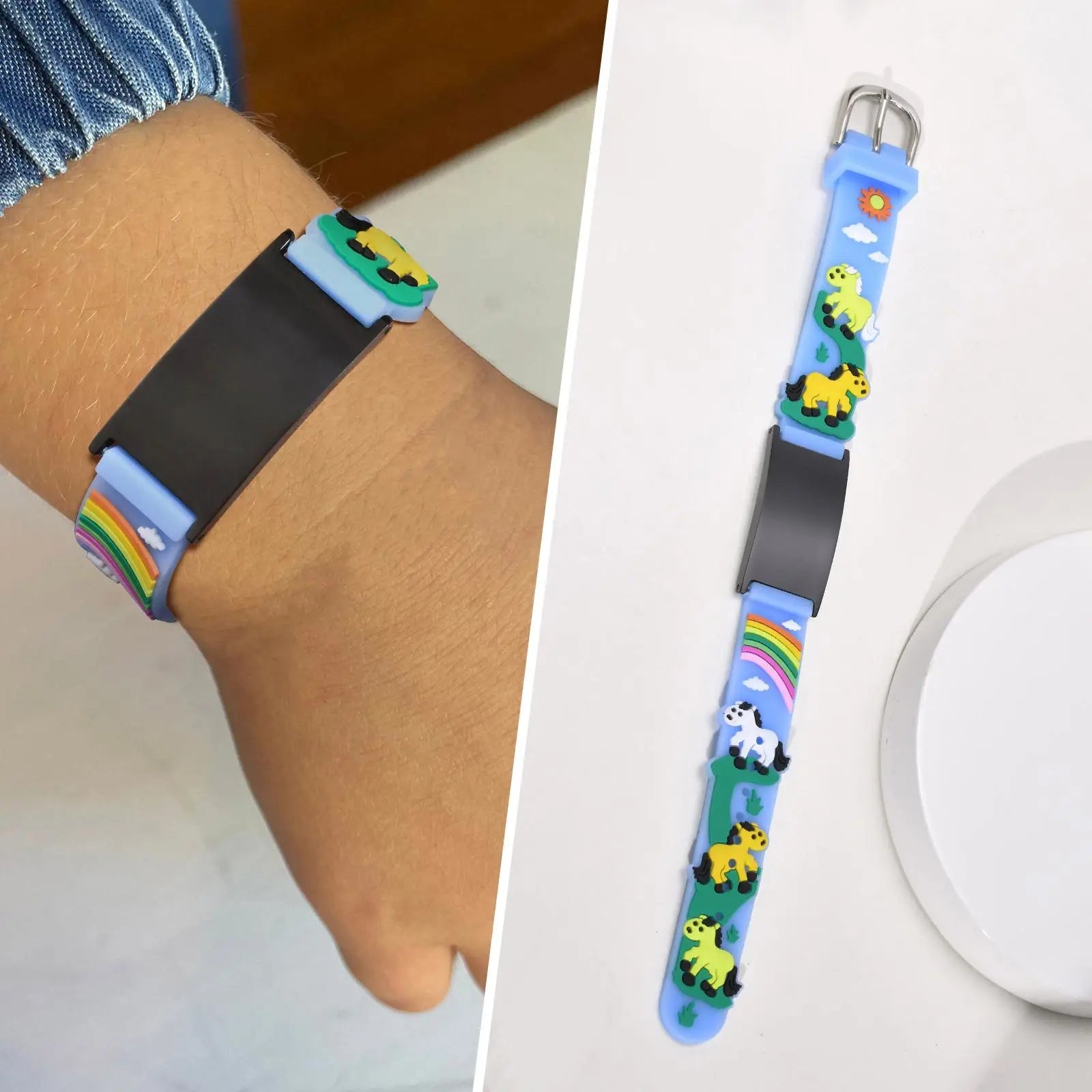 Personalisiertes Ausweiskettchen für kleine Mädchen und Jungen, Silikonarmband verstellbar, Gravierte Zitate Inspirierendes Geschenk