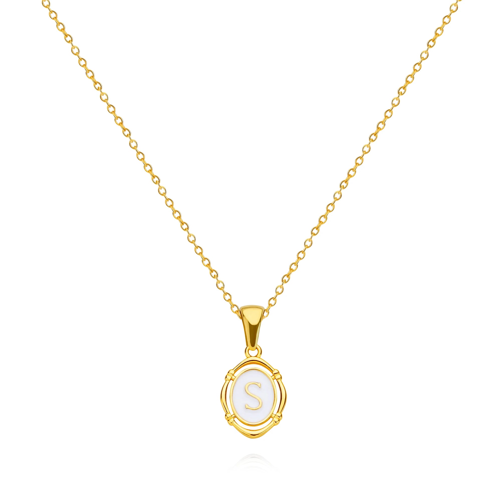 A-Z Letter Initial Enamel Necklace For Women Gold Color Stainless Steel Chain Exquisite Pendant Necklace Fashion Jewelry Gift