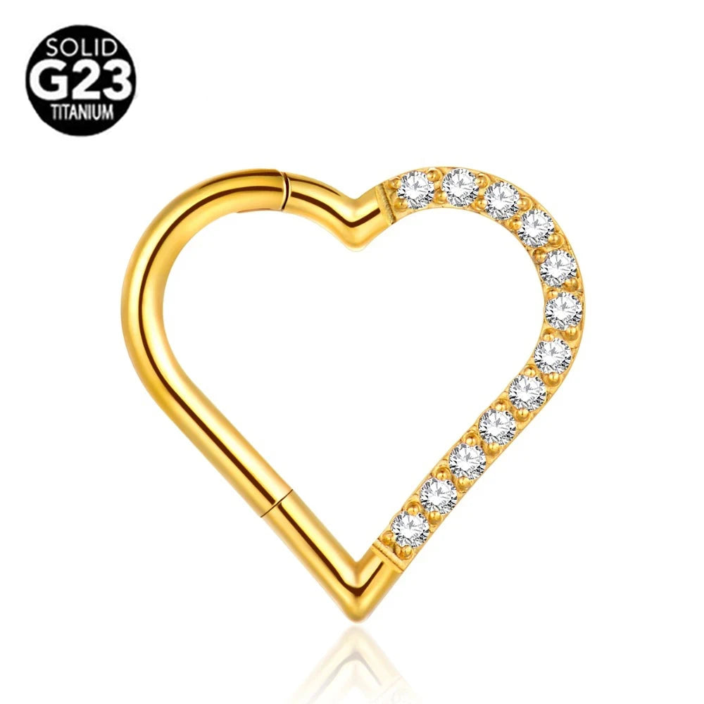 G23 Titanio Abeja Septum Aro Nariz Piercing Joyería Corporal 16G Segmento Lunar Serpiente Clicker Hélice Oreja Cartílago Corazón Daith Aro