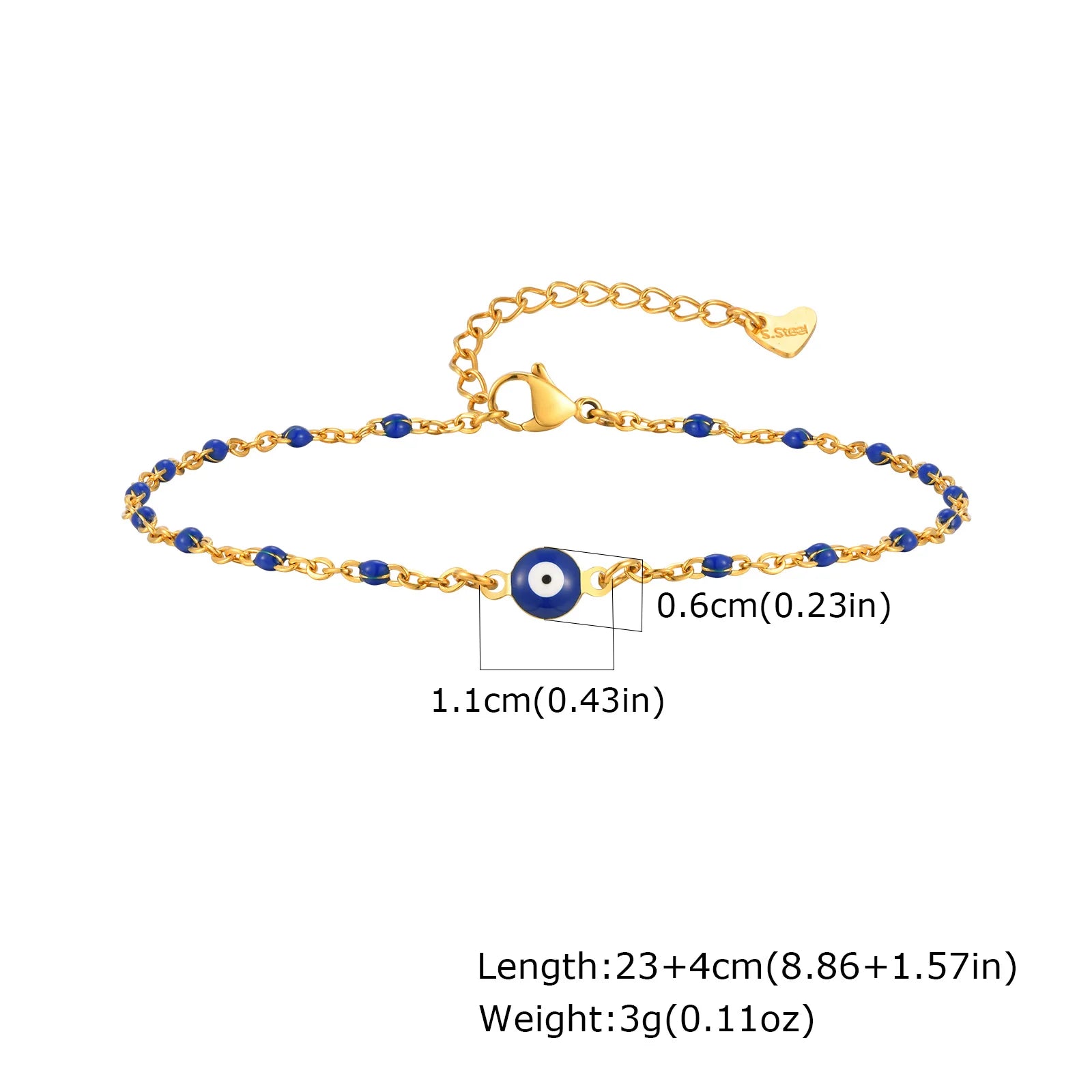 Edelstahl Glücksbringer Böses Auge Fußkettchen Armband für Frauen, blaues Auge Perlenkette Fußkettchen Sommer Strand Glücksbringer Amulett Geschenk