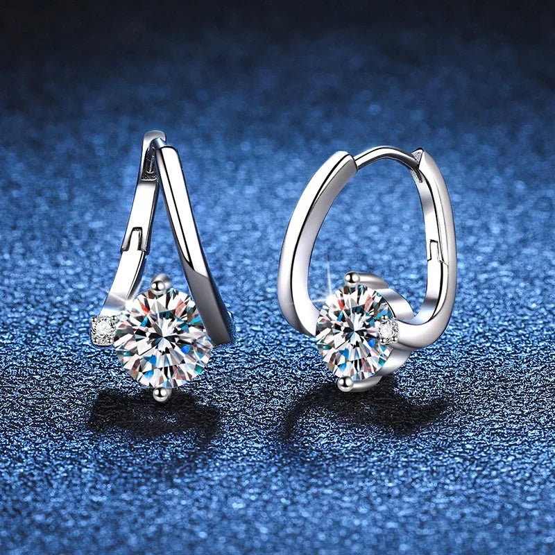 NeeTim 1 Karat Moissanit Ohrringe für Damen 925 Sterling Silber Ohrstecker Creolen Diamant Verlobung Hochzeit Edler Schmuck Geschenk