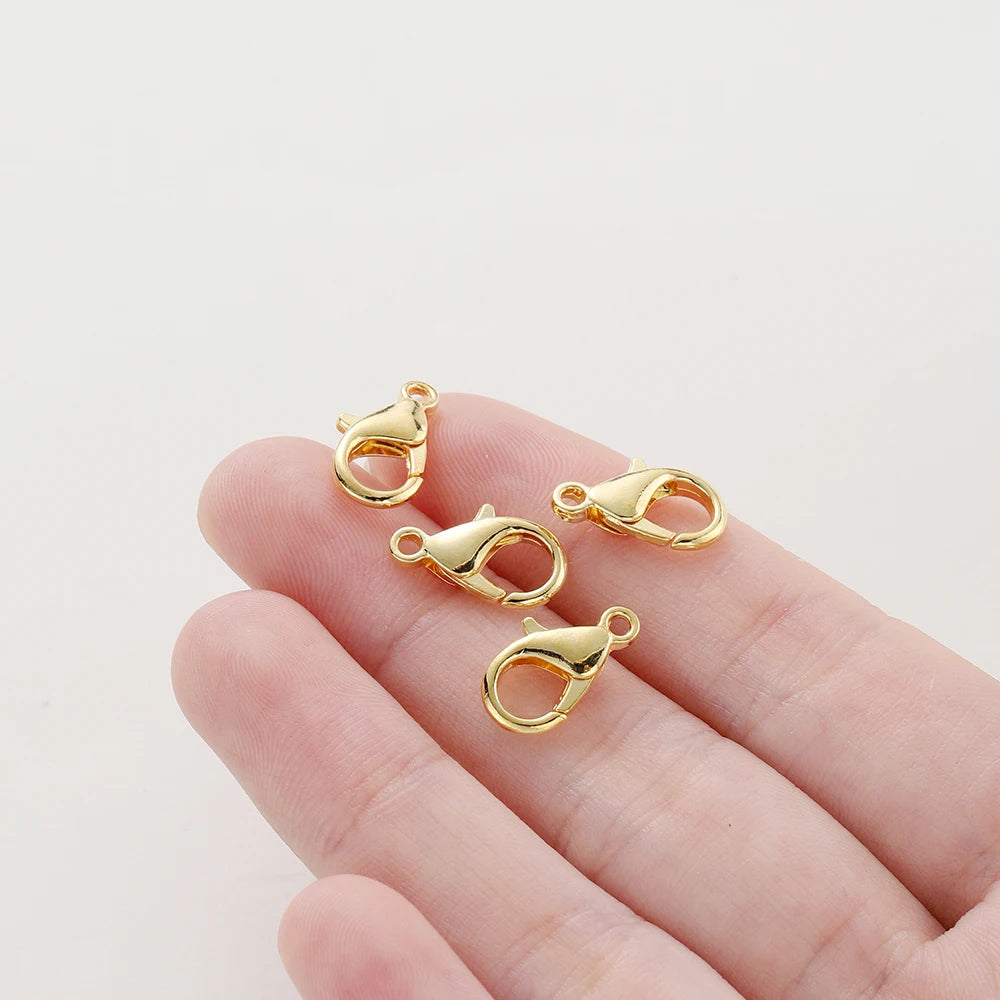 10 Stück/Lot 14K 18K vergoldete Halsketten-Verlängerungskette Karabinerverschluss Biegering Verbindungsclips für DIY Schmucktaschen Bastelarbeiten