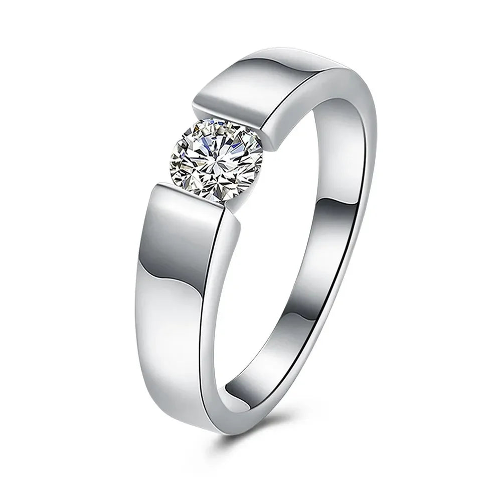 Charmanter 925er Sterling Silber Ring für Damen, glitzernder Kristall, Größe 7/8/9/10, modische Partygeschenke, Verlobungs- und Hochzeitsschmuck