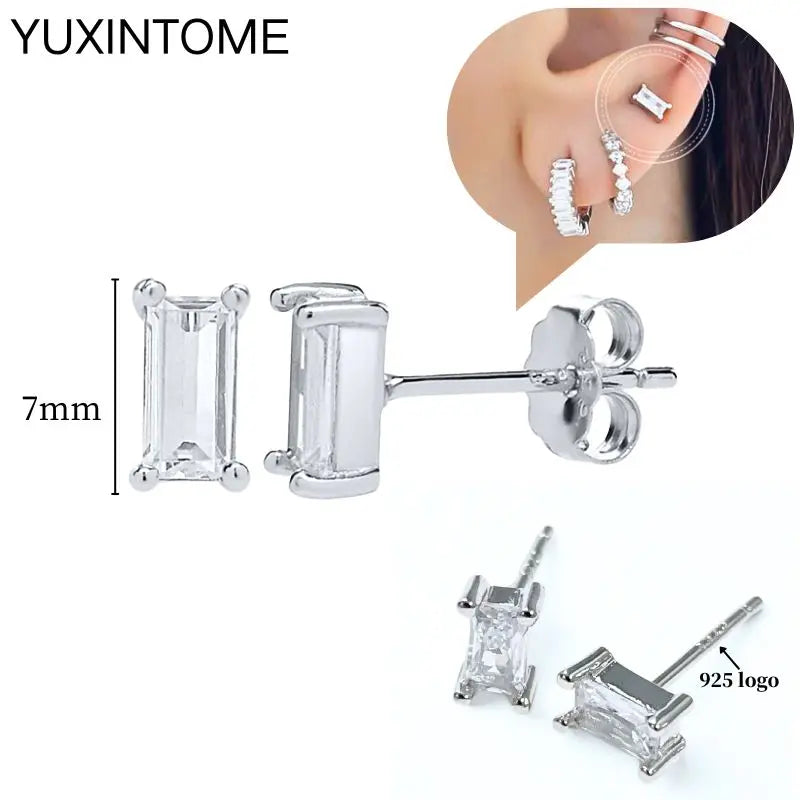 925 Sterling Silber Ohrnadel Mode Creolen Weiße Kristall Luxus Damen Silberohrringe Hochzeit Damenschmuck Geschenk
