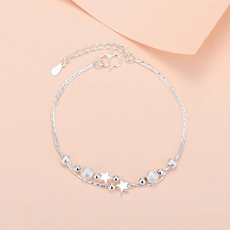 925 Sterling Silber Glücksperlen-Charm-Armbänder für Damen, Paar-Ketten, runde Armreifen, Luxus-Schmuckzubehör, Großhandel