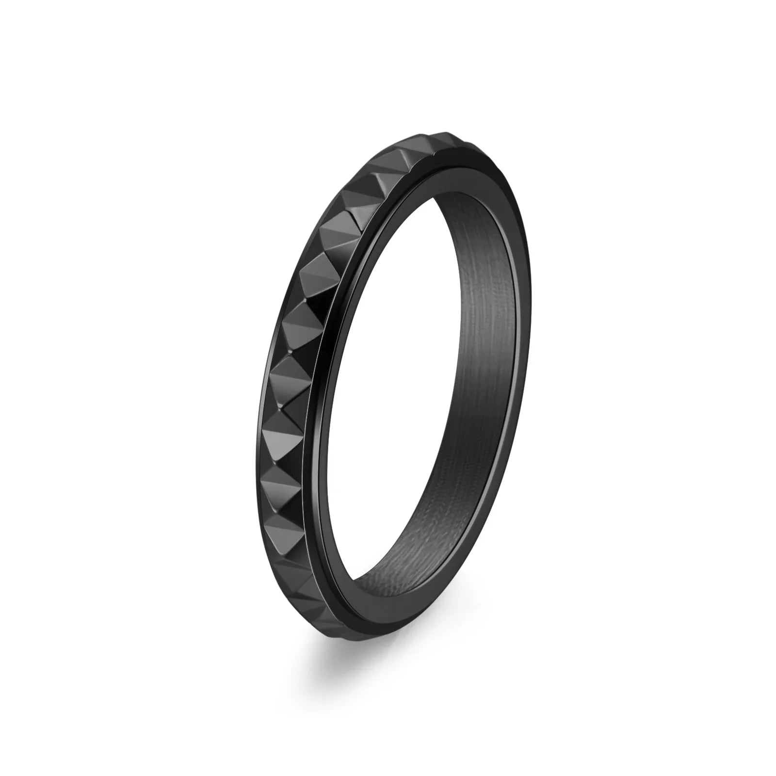 3mm dünner Edelstahl Pyramiden-Spinner-Ring Ehering für Frauen und Mädchen Größe 5-12