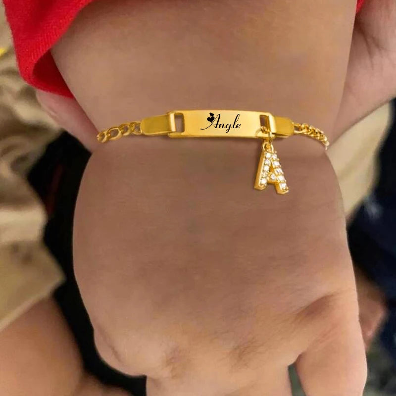 Personalisiertes Namensarmband mit Initialen für Jungen Mädchen, kostenlose Gravur Datum ID Armband Geburtstagsgeschenk