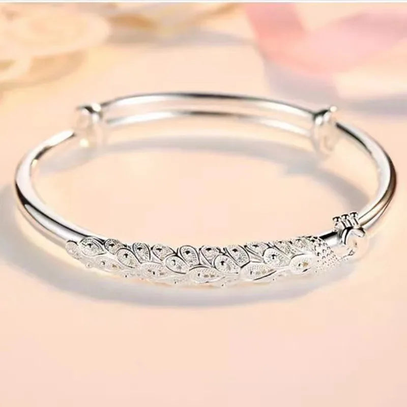 Großhandel Feine 925 Sterlingsilber Armreifen Armband Charms Herz Offen für Frauen Damen Schmuck Anpassung Manschette Hochzeitsgeschenk