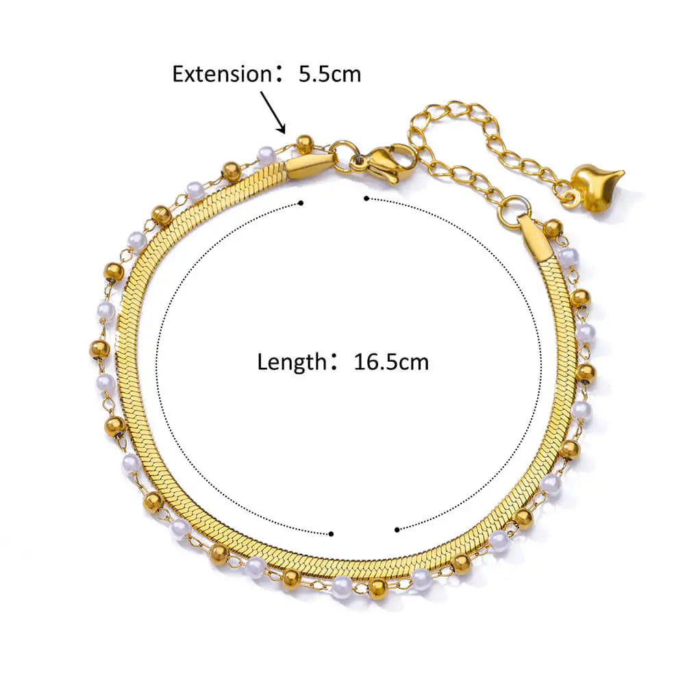 Edelstahl-Imitationsperlen-Fußkettchen für Damen, goldfarbene Kette, Knöchel-Armband, Fußkettchen, Sommer-Strandschmuck-Accessoires, Geschenk