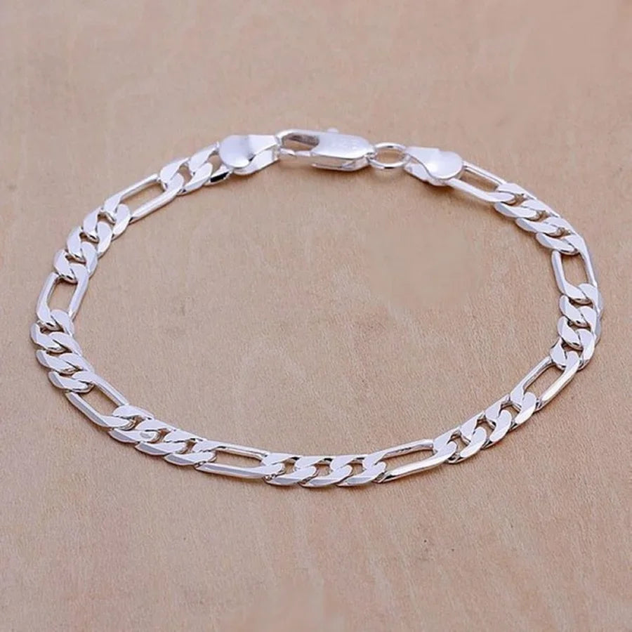 20,32 cm 18K Goldarmband 5MM seitliches Kettenarmband für Frauen Männer Mode Hochzeit Verlobung 925 Sterlingsilber Schmuck Geschenke