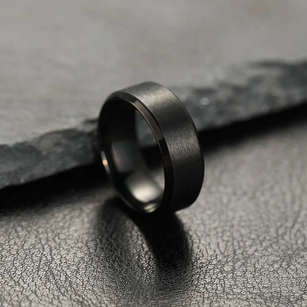 Mode Charme Schmuck Ring für Herren Damen Edelstahl Schwarze Ringe Hochzeit Verlobung Hochwertiges Matt Herren Accessoire