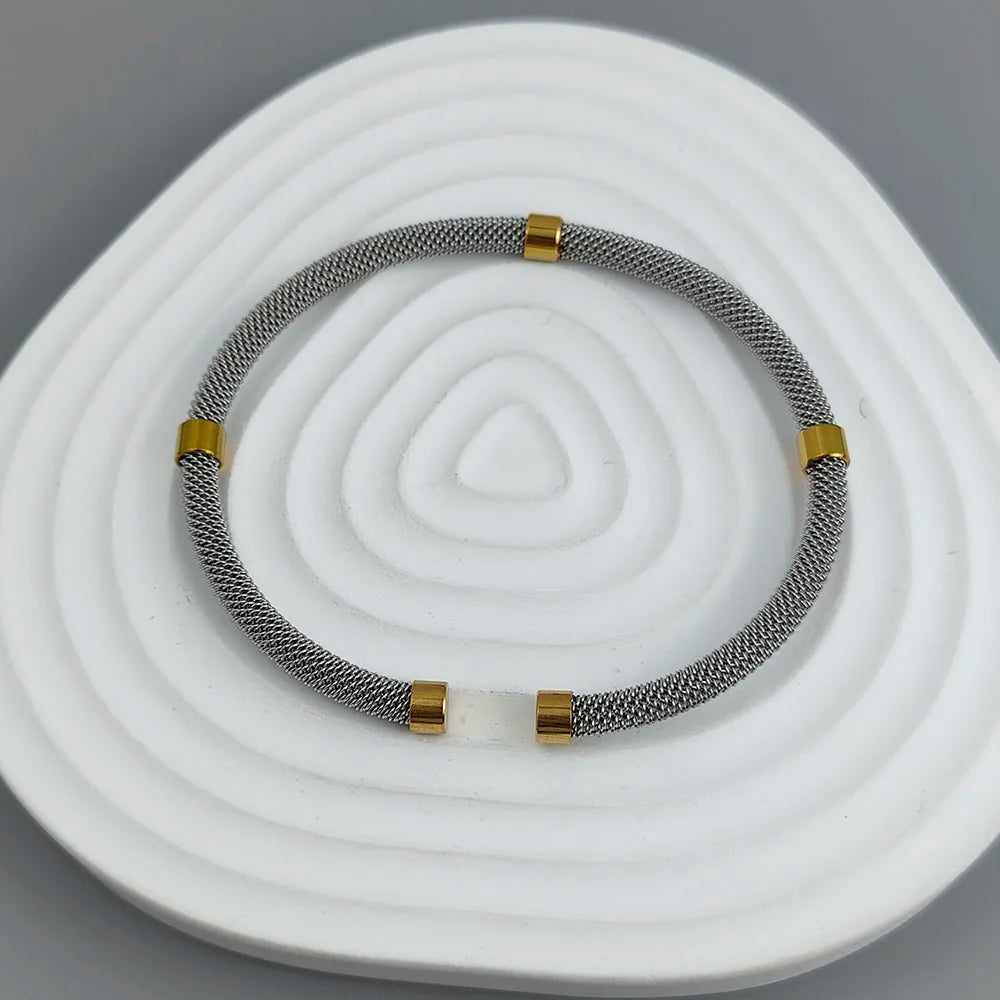 Neues Armband aus Edelstahlgewebe, vergoldet 18K, hochwertiges wasserdichtes Pärchen-Armband, Geschenk für die Ehefrau