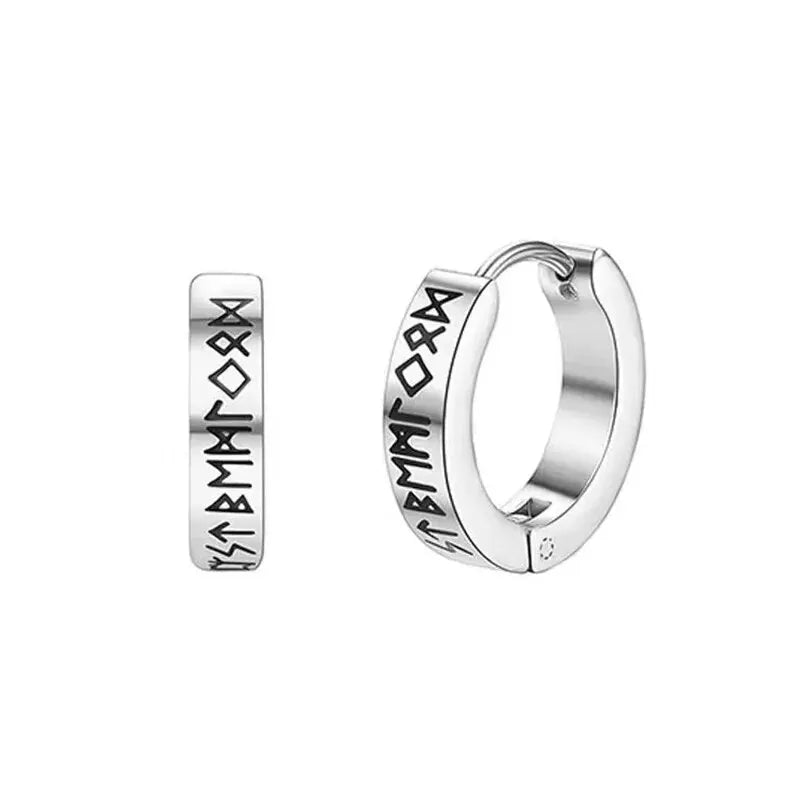 Edelstahl Norwegische Wikinger Runen Creolen Für Männer Frauen Unisex 12 mm Huggie Hoop Religiöse Ohrring Schmuck