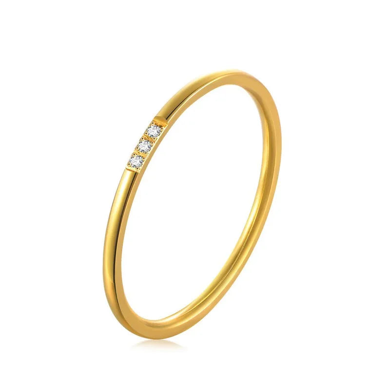 1 mm dünner Edelstahl CZ Inlay Stapelbarer Ring Ehering für Frauen Mädchen Größe 3-10