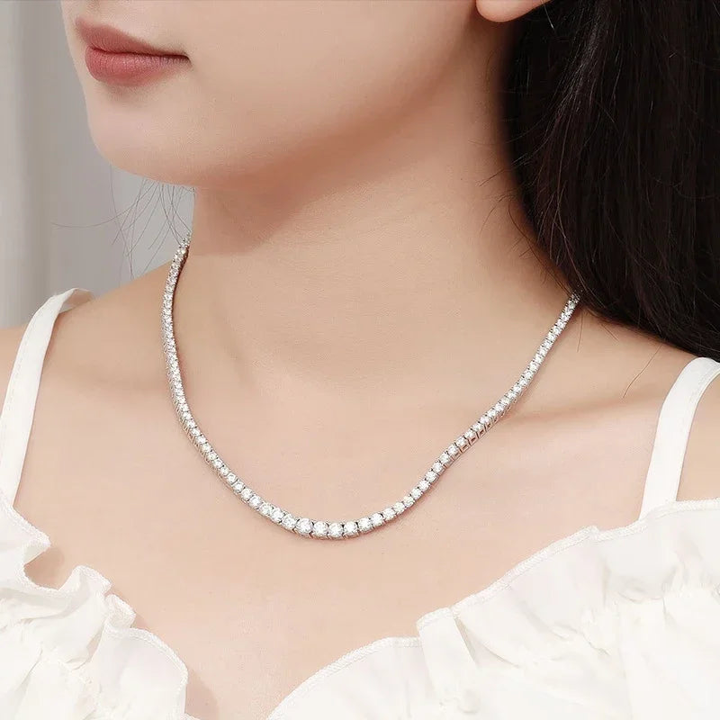 NeeTim Collar de tenis de moissanita para mujer Joyería de boda Plata de ley 925 con chapado en oro Collares con certificado