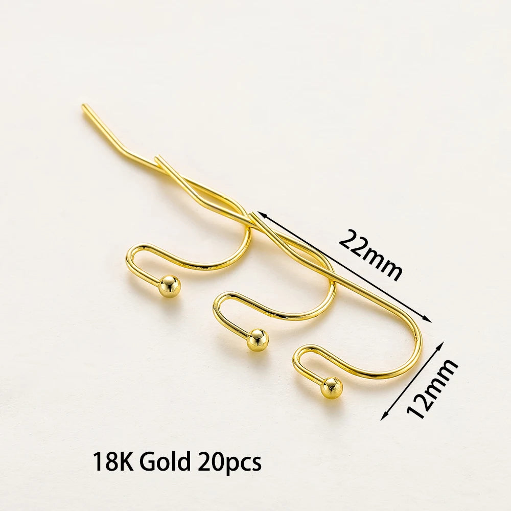 20 unidades/lote 6 estilos 14K 18K Alambres chapados en oro para pendientes con gancho para la oreja Suministros de cierres para pendientes para la fabricación de joyas DIY