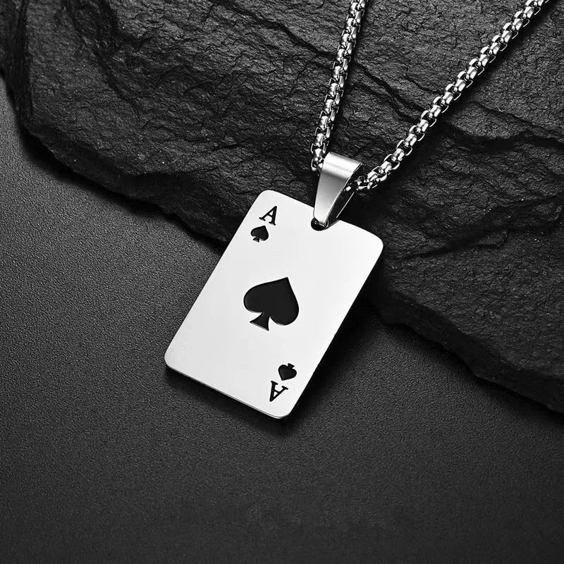 1 Stück kreative Poker-Karten-Halskette, Anhänger, Pik-Herz-Ass, trendige Hip-Hop-West-Coast-Halskette, Anhänger, Alltagszubehör